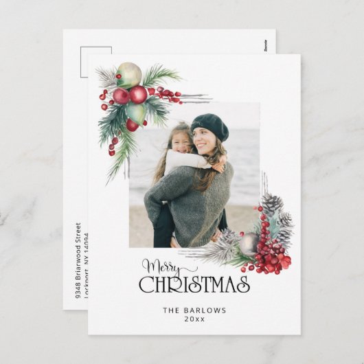 水の色メリークリスマスクリスマスフローラ写真 シーズンポストカード (正面/裏面)