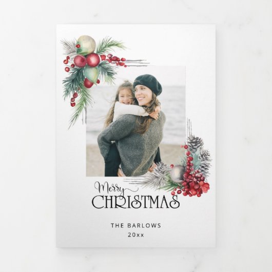 水の色メリークリスマスクリスマスフローラ写真 三つ折りカード (カバー)
