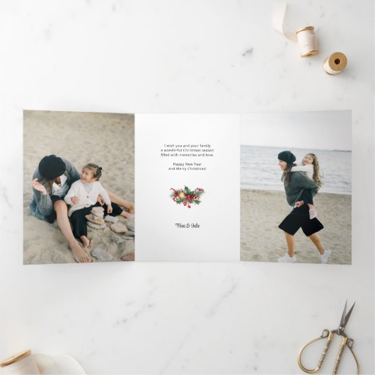 水の色メリークリスマスクリスマスフローラ写真 三つ折りカード (内部)