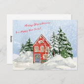 水の色メリークリスマスコージーハウス雪の下 シーズンカード (正面/裏面)