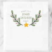 水の色メリークリスマスシール 長方形シール (バッグ)