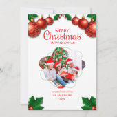 水の色メリークリスマスツリーホリデーカード 招待状 (正面)