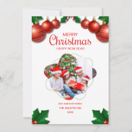 水の色メリークリスマスツリーホリデーカード 招待状