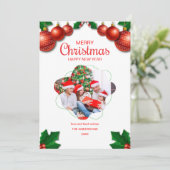 水の色メリークリスマスツリーホリデーカード 招待状 (スタンド正面)