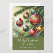 水の色メリークリスマスツリーメリーと明るい シーズンカード (正面/裏面)