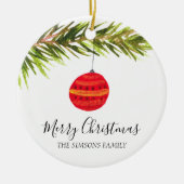 水の色メリークリスマスツリーメリーと明るい セラミックオーナメント (正面)