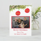 水の色メリークリスマスツリー家族写真 シーズンカード (スタンド正面)