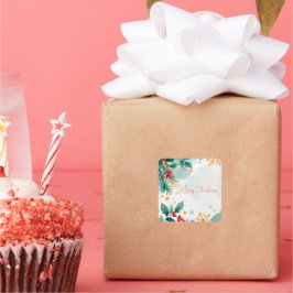 水の色メリークリスマスホリデーステッエレガントク スクエアシール