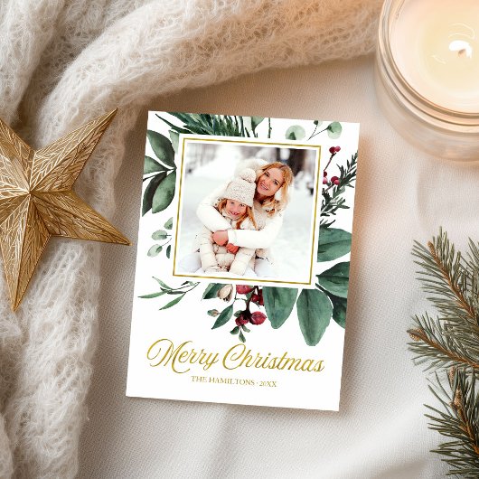 水の色メリークリスマスホリデーズフォト ポストカード