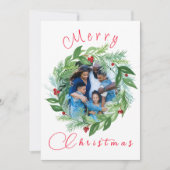 水の色メリークリスマスホリデーリース写真 シーズンカード (正面)