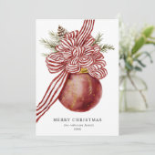 水の色メリークリスマスレッドボウオーナメント シーズンカード (スタンド正面)