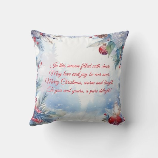 水の色メリークリスマス冬の縁ど写真 クッション (裏面)