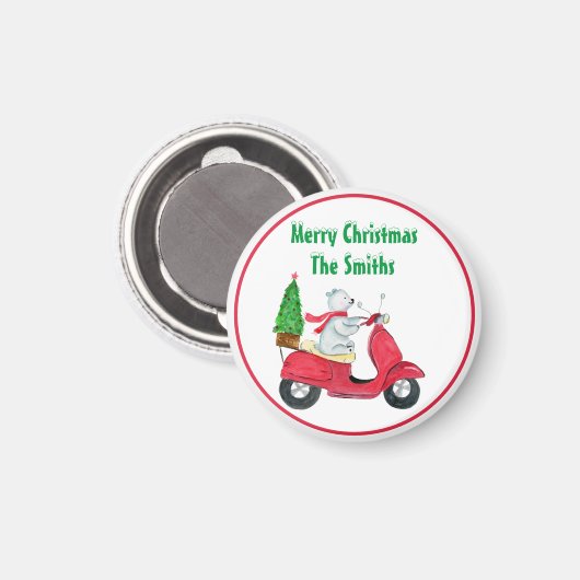 水の色メリークリスマス極熊の名前マグネット マグネット (正面/裏面)