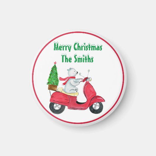 水の色メリークリスマス極熊の名前マグネット マグネット (正面)