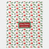 水の色メリーモダンクリスマスのモノグラム毛布 フリースブランケット (正面)