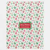 水の色メリーモダンクリスマスのモノグラム毛布 フリースブランケット (正面)