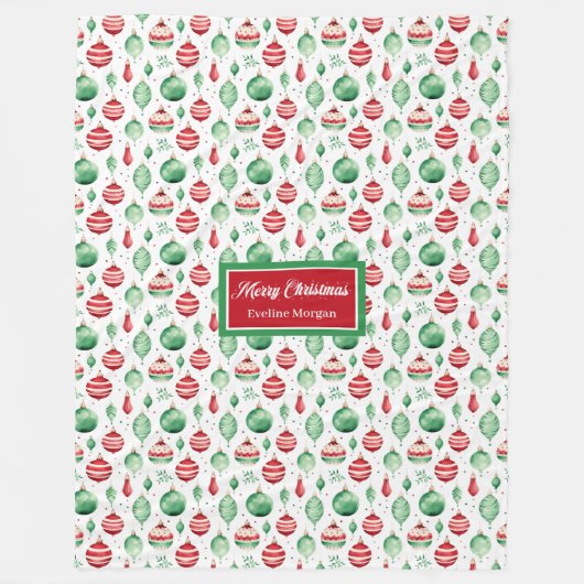 水の色メリーモダンクリスマスのモノグラム毛布 フリースブランケット (正面)