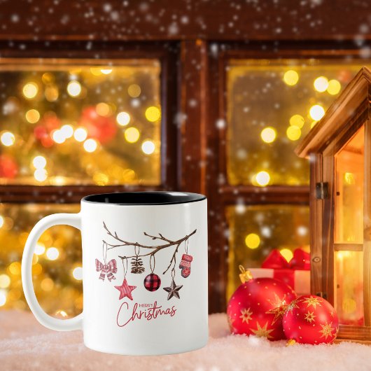 水の色メリー素朴クリスマス ツートーンマグカップ