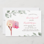 水の色メールボックスのツリー葉の仮想ベビーシャワー 招待状 (正面)