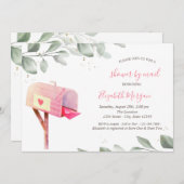 水の色メールボックスのツリー葉の仮想ベビーシャワー 招待状 (正面/裏面)