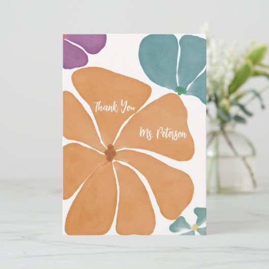 水の色モダンありがとう先生カード サンキューカード (スタンド正面)