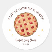 水の色モダンかわいこちゃんパイはベーキングベビーシャワー ラウンドシール (正面)