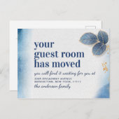 水の色モダンの新しいアドレスの移動告知 ポストカード (正面/裏面)