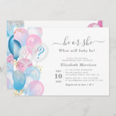 水の色モダンの花房ジェンダーが明らかにする 招待状 (正面/裏面)