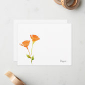 水の色モダンカリフォルニアポピーのノートカード ノートカード (正面/裏面インサイチュ)