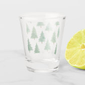 水の色モダンクリスマス松の木シームレス ショットグラス (裏面)