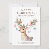 水の色モダンクリスマス装飾トナカイ平 シーズンカード (正面)