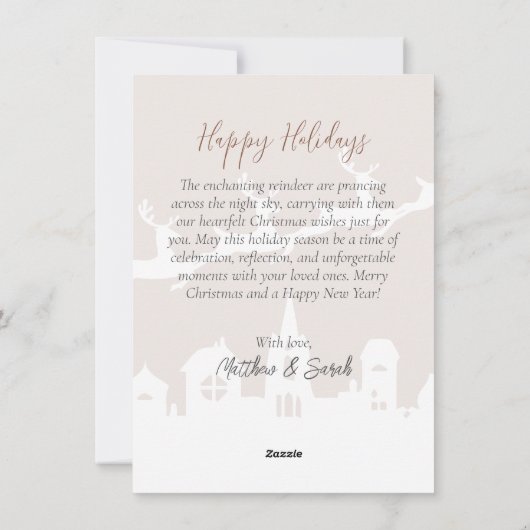 水の色モダンクリスマス装飾トナカイ平 シーズンカード (裏面)