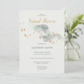 水の色モダンセージ緑の仮想ブライダルシャワー 招待状 (スタンド正面)