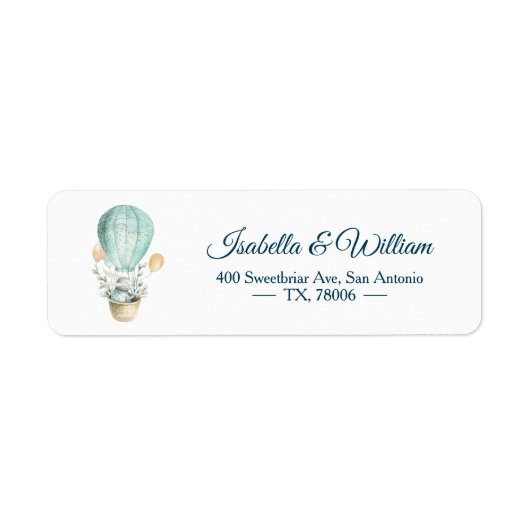 水の色モダンハッピーイースターバルーンバニーボホ ラベル (正面)