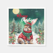 水の色モダンバニーラビットクリスマスツリー雪 スタンダードカクテルナプキン (正面)