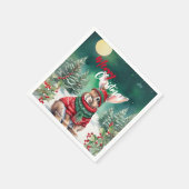 水の色モダンバニーラビットクリスマスツリー雪 スタンダードカクテルナプキン (角)