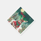 水の色モダンバニーラビットクリスマスツリー雪 スタンダードカクテルナプキン (角)