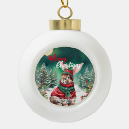 水の色モダンバニーラビットクリスマスツリー雪 セラミックボールオーナメント