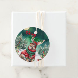 水の色モダンバニーラビットクリスマスツリー雪 フェイバータグ