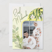 水の色モダンフローライスラムのイードムバラク写真 招待状 (正面)