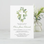 水の色モダンフローラクロスセージ緑バプテスマ 招待状 (スタンド正面)