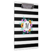 水の色モダンフローラデザインモノグラム クリップボード (右)