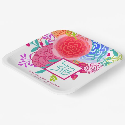 水の色モダンフローラバルミツワーマゼルトフ ペーパープレート (傾斜あり)