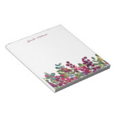 水の色モダンフローラバーガンディの芽がパーソナライズ ノートパッド (アングル)