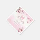 水の色モダンフローラ蝶の赤ちゃんシャワー スタンダードカクテルナプキン (角)