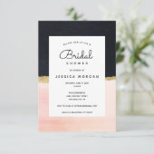 水の色モダンブライダルシャワー招待ピンク 招待状 (スタンド正面)