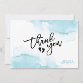 水の色モダンブルーボーイオーボーイベビーシャワーよりも サンキューカード (正面)