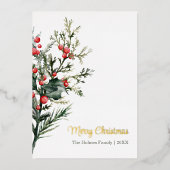 水の色モダンミスタルトークリスマス金ゴールド 箔シーズンカード (正面)