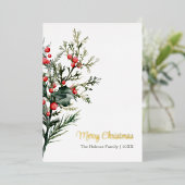 水の色モダンミスタルトークリスマス金ゴールド 箔シーズンカード (立ち正面)