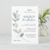 水の色モダンユーカリ結婚式の招待 招待状 (スタンド正面)